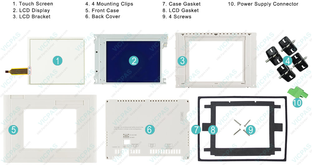 6AG1545-0BC15-2AX0 Siemens SIMATIC HMI TP170 Touch Screen Panel, Overlay, Plastic shell, LCD Bracket, Mounting Clips, Power Supply Connector, LCD Gasket, Case Gasket, Screws and LCD Display Repair Replacement