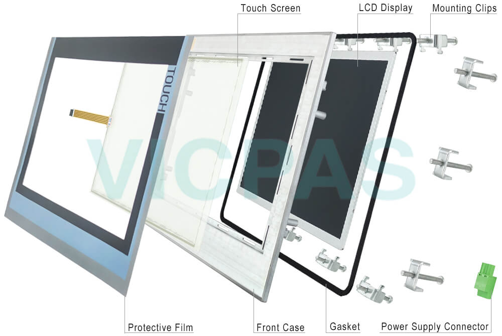 6AV2124-0QC24-0BX0 SIMATIC HMI TP1500 COMFORT PRO touch panel Glass, Overlay, Enclosure, Gasket, Shell, Mounting Clips, Power Supply Connector and LCD Display Repair Replacement