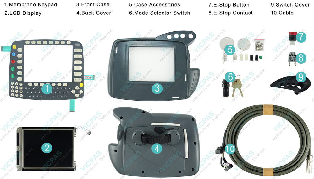 Supply KUKA KRC2 00-107-264 Controller KRC2 00-163-784 Parts Teach Pendant Parts, Emergency Stop Button, Switch Cover, Case Accessories, Cable, Front Case, Terminal Keypad, E-Stop Contact, Back Cover, Mode Selector Switch and LCD Screen Replacement
