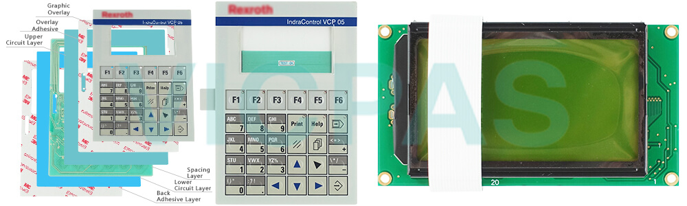 Rexroth IndraControl VCP05 VCP05.2DSN-003-SR-01-PW Membrane Keyboard Keypad LCD Display Screen Replacement Repair