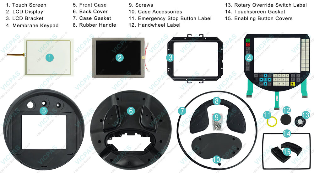  6FC5403-0AA20-1AA0 Siemens SIMATIC HMI HT8 OPERATOR PANEL Touch Screen, Terminal Keypad, LCD Display, Plastic Case, Display Bracket, Gasket, Enabling Button Covers, Emergency Stop Button Label, Handwheel Label, Rotary Override Switch Label, Rubber Handle Repair Replacement