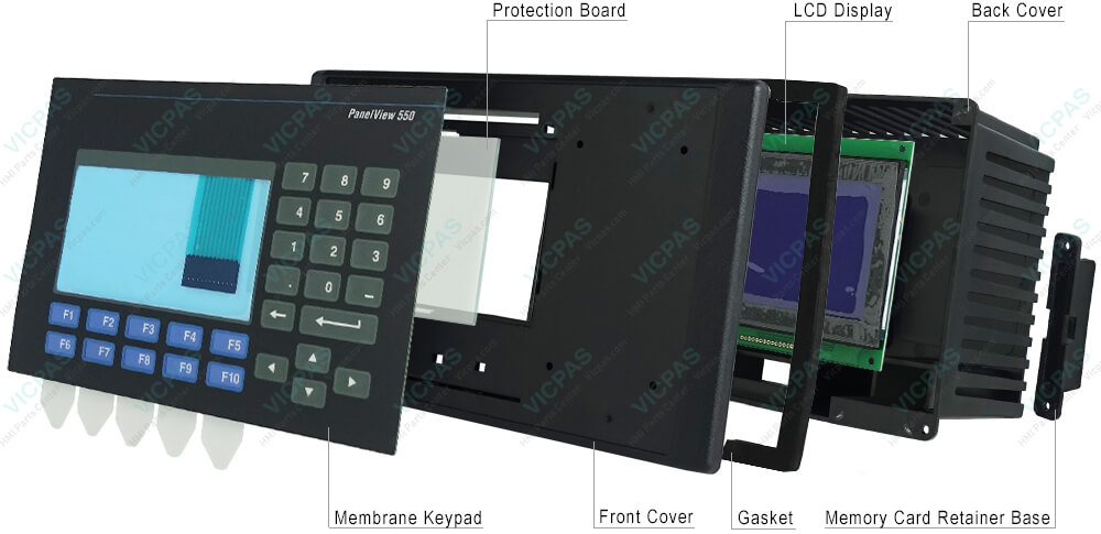  2711-K5A15L1 PanelView 550 Membrane Keyboard Keypad, LCD Display, Memory Card Retainer Base, Enclosure, Gasket, Protection Board, Screws, Sticker Repair Replacement