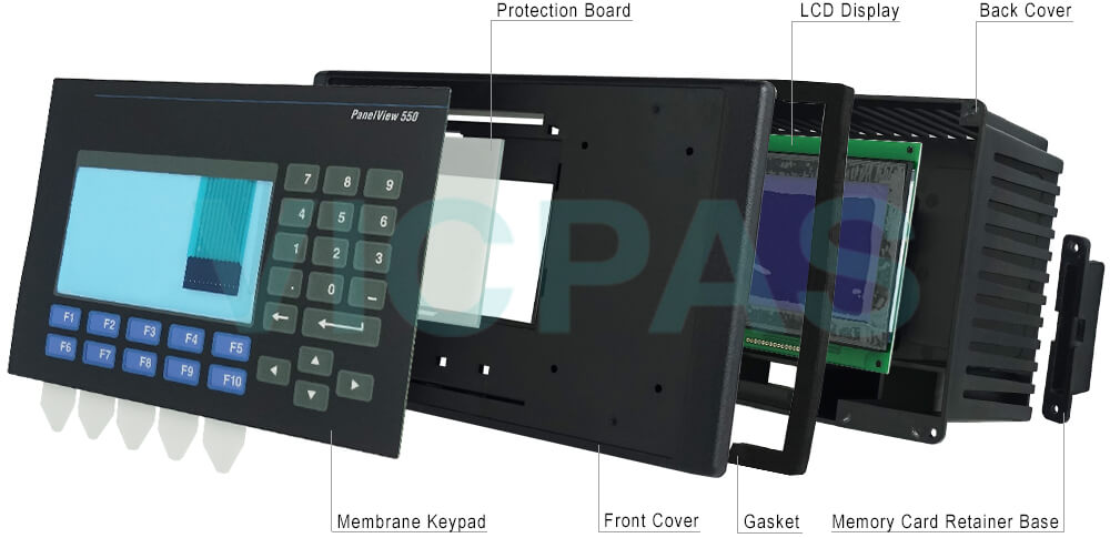  2711-K5A15 PanelView 550 Membrane Keyboard Keypad, Plastic Body Cover, LCD Display Panel, Gasket, Protection Board, Screws, Memory Card Retainer Base, Sticker Repair Replacement