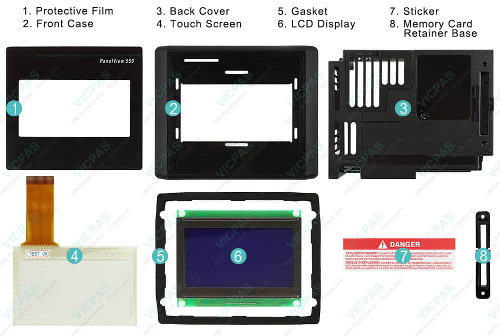 2711-T5A9L1 PanelView 550 Touch Screen Panel LCD Display Protective Film Plastic Shell Repair Replacement