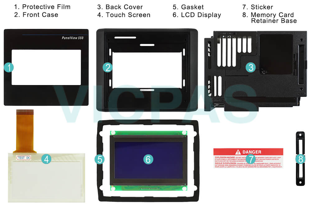 2711-T5A1L1 PanelView 550 Touch Screen Panel Protective Film LCD Display Plastic Case Repair Replacement