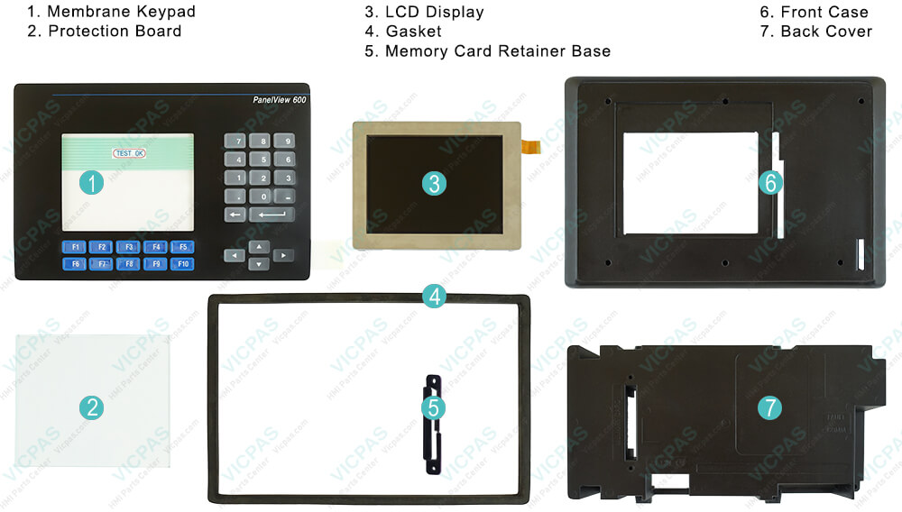 2711-K6C10 PanelView 600 Membrane Keypad Switch LCD Display Plastic Case Cover Repair Replacement