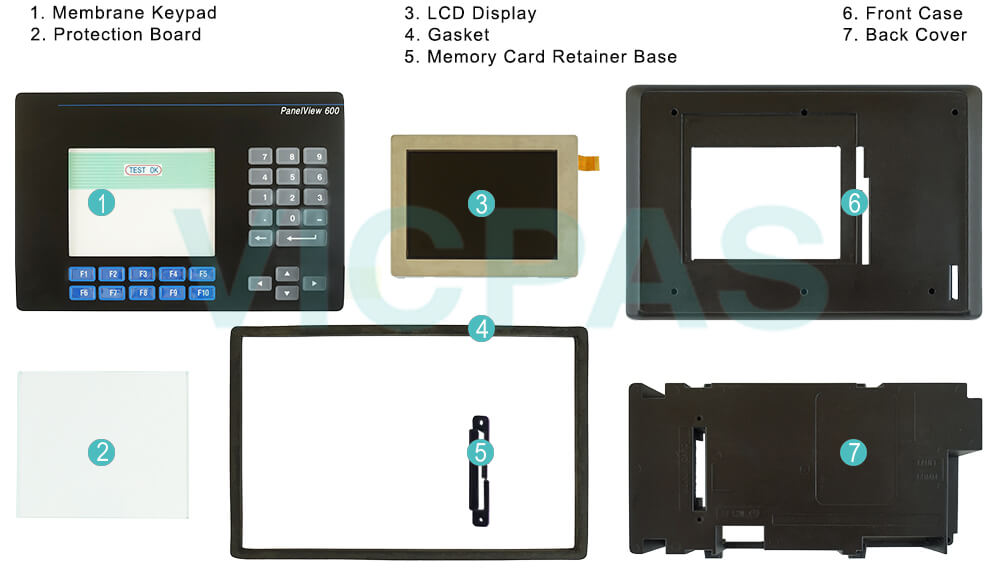 2711-K6C12L1 PanelView 600 Membrane Keypad Switch LCD Display Plastic Case Cover Repair Replacement