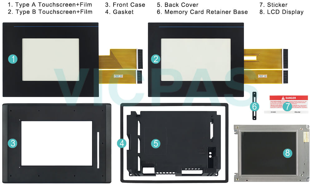 2711-T9A5L1 PanelView 900 Touch Screen Panel, Protective Film Front Overlay, HMI Case, LCD Display Screen, Memory Card Retainer Base, Gasket, Sticker Repair Replacement