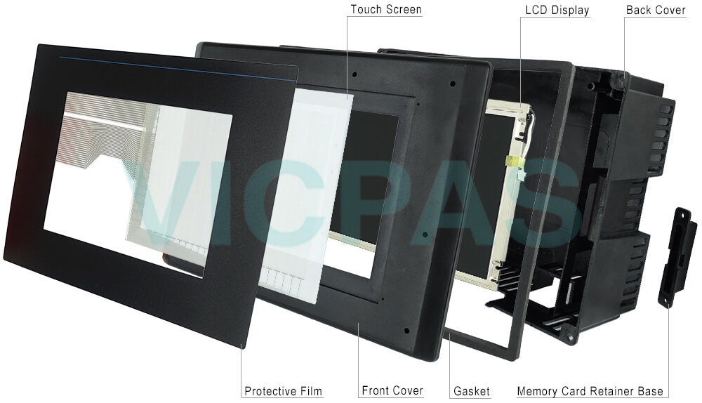2711-T10C10 PanelView 1000 Touch Screen Panel, Protective Film Front Overlay, LCD Display Panel, Plastic Case Body, Gasket, Memory Card Retainer Base, Sticker Cover Repair Replacement