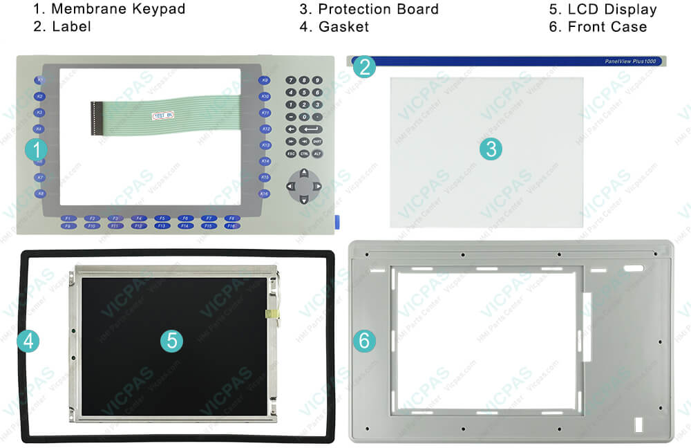 2711P-K10C6D7 Panelview 1000 Terminals Membrane Keypad, Protection Board, Label, LCD Display Panel, Housing, Gasket Repair Replacement