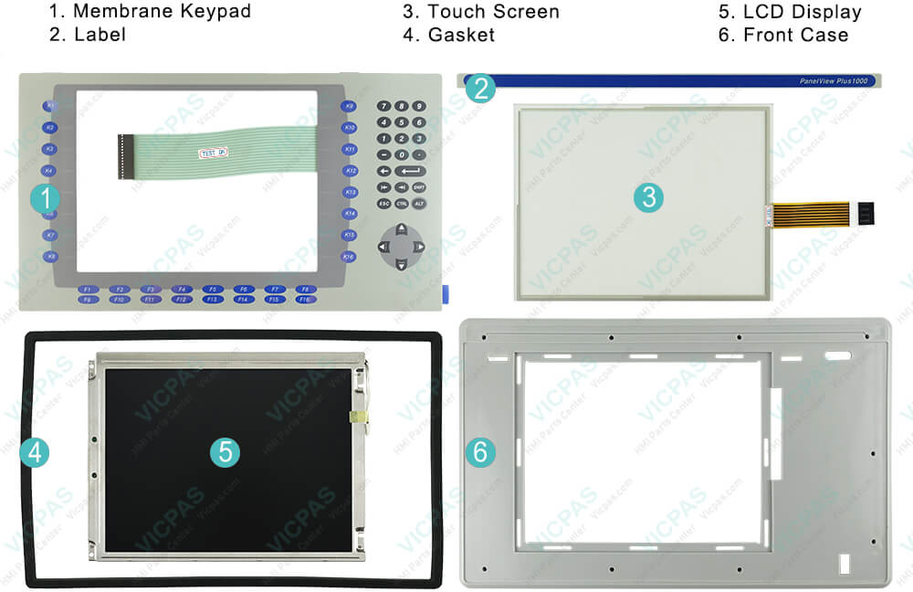2711P-B10C15A2 Panelview Plus 1000 Membrane Keyboard, HMI Panel Glass, Label, Plastic Shell, LCD Display, Gasket Repair Replacement