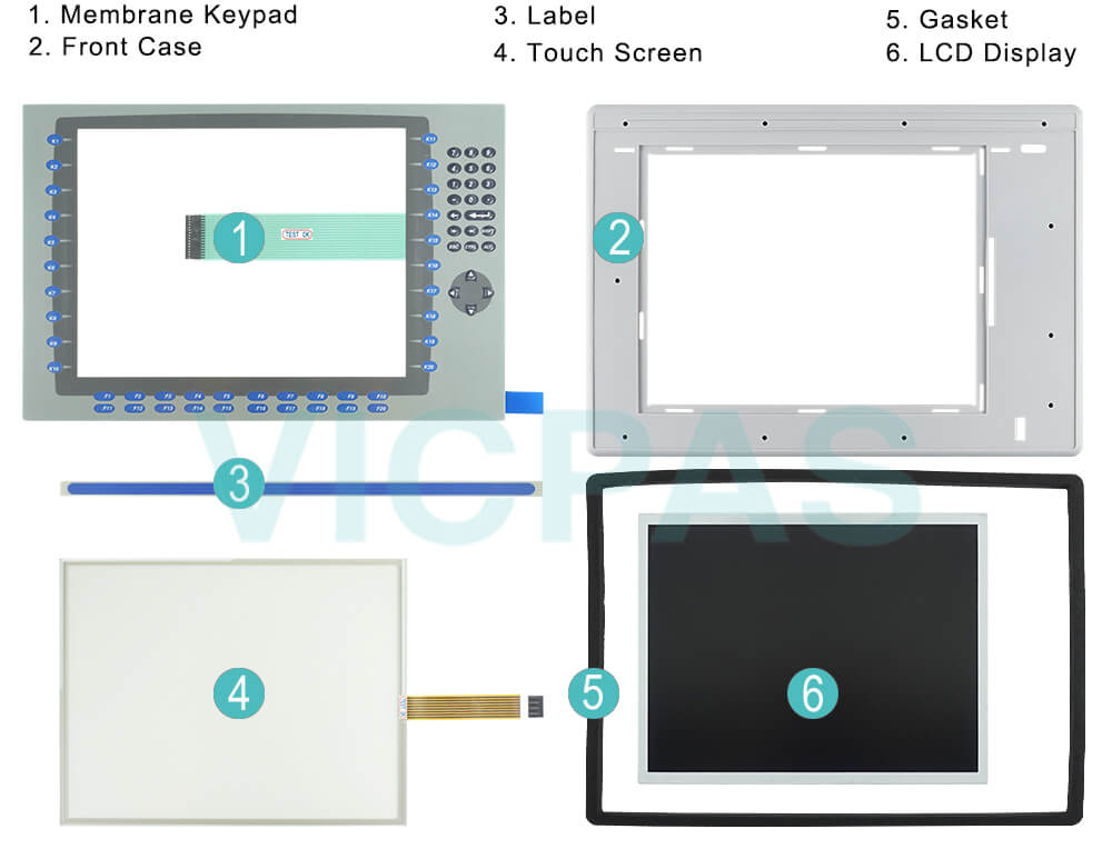 2711P-B15C6A1 Panelview Plus 1500 Membrane keypad switch, Touch Panel, Label, Plastic Case, LCD Display, Gasket Repair Replacement