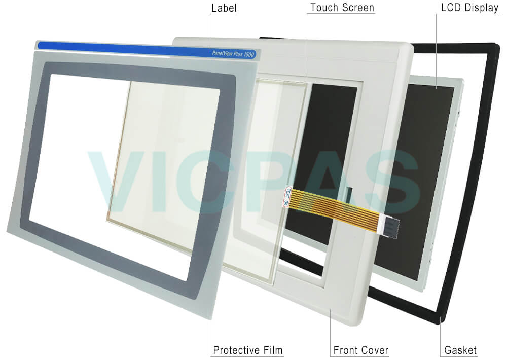 2711P-T15C6D7 Panelview Plus 1500 Touch Screen Panel, Protective Films Overlay, Label, Plastic Case, LCD Display, Gasket Replacement