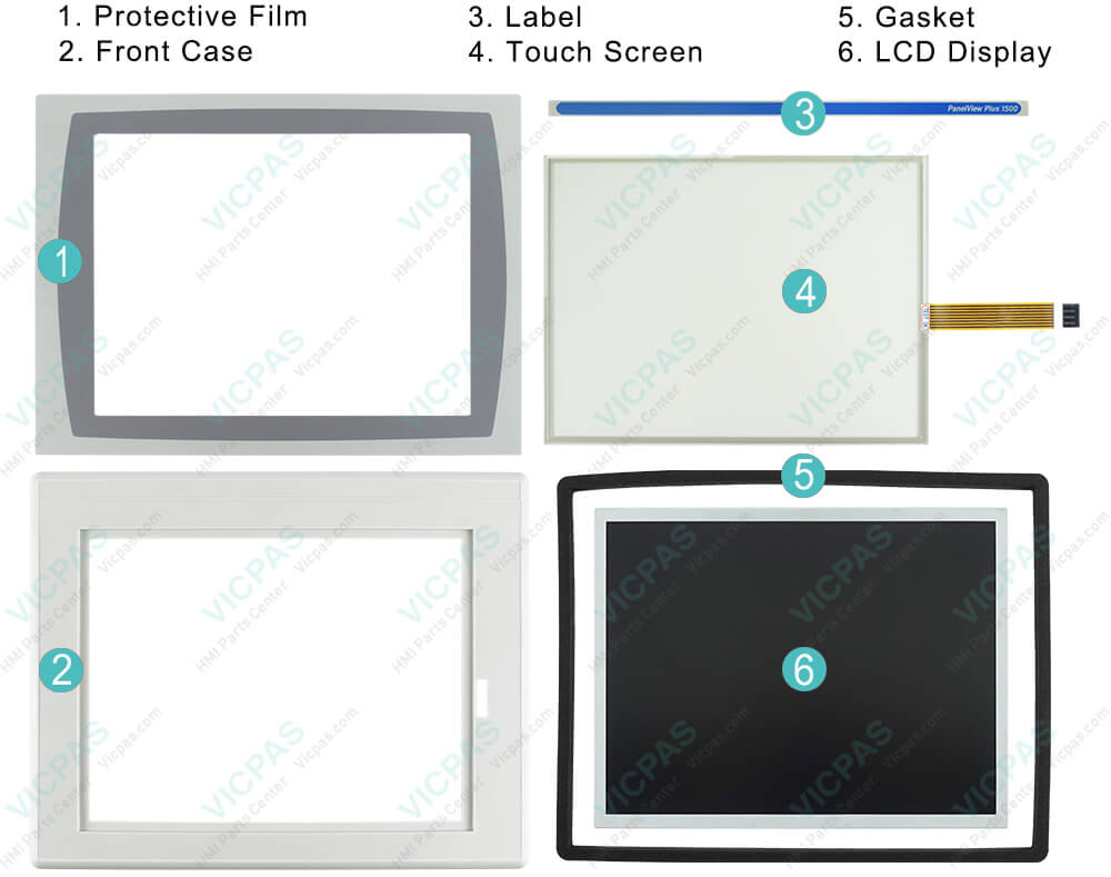 2711P-T15C15D6 Panelview Plus 1500 Protective Films Overlay, Touch Screen Panel, Label, LCD Display Screen, Plastic Cover, Gasket Repair Replacement