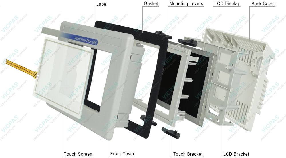 2711PC-T6M20D8 2711PC-T6C20D8 Touch Screen Panel, Bracket, Label, LCD Display, Enclosure, Gasket, Sticker and Mounting Levers Repair