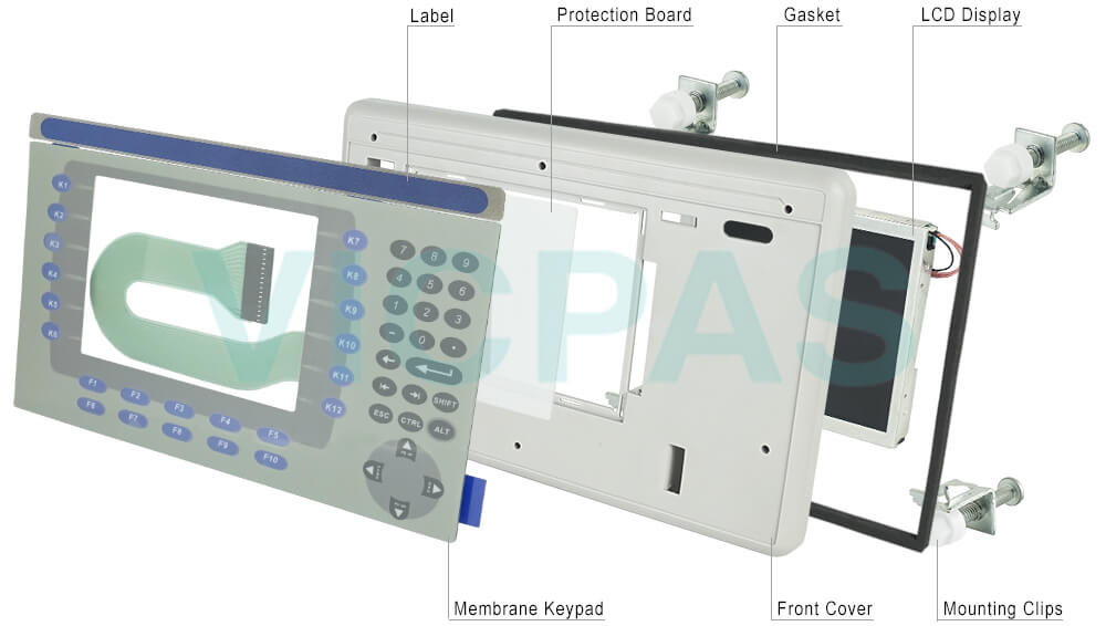 2711P-B7C4A9 PanelView Plus 6 Touch Screen Membrane Switch LCD Panel Front Cover Label Gasket and Mounting Clips Repair Replacement