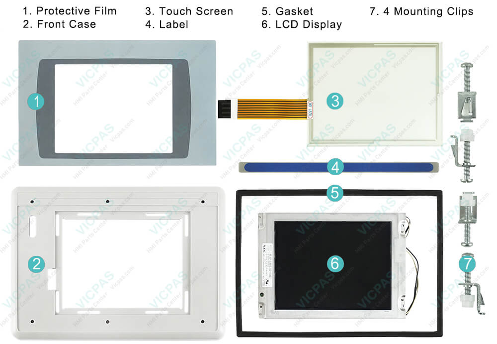 2711P-T7C4A9 PanelView Plus 6 Touch Screen Panel Protective film LCD Panel Plastic Case Label Gasket and Mounting Clips Repair Replacement
