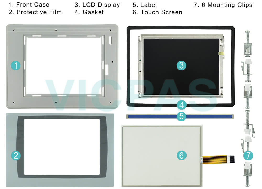 2711P-T10C6D2 Panelview Plus 1000 Protective Film, Touch Digitizer Glass, Label, LCD Display Panel, Housing, Gasket and Mounting Clips Repair Replacement