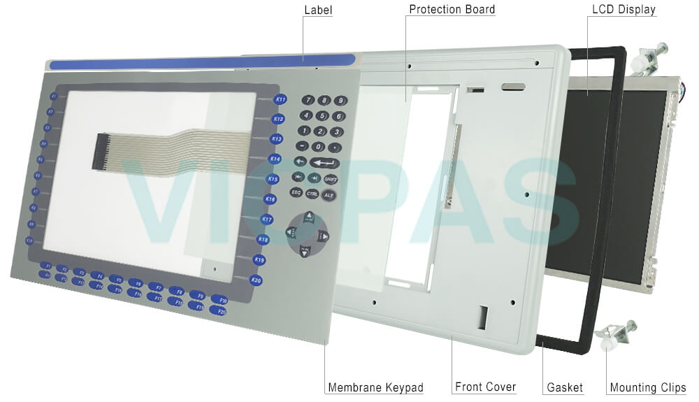 2711P-K12C15A7 Panelview Plus 1250 Terminals Membrane Keypad, Protection Board, Label, Plastic Cover Body, LCD Screen, Gasket and Mounting Clips Repair Replacement
