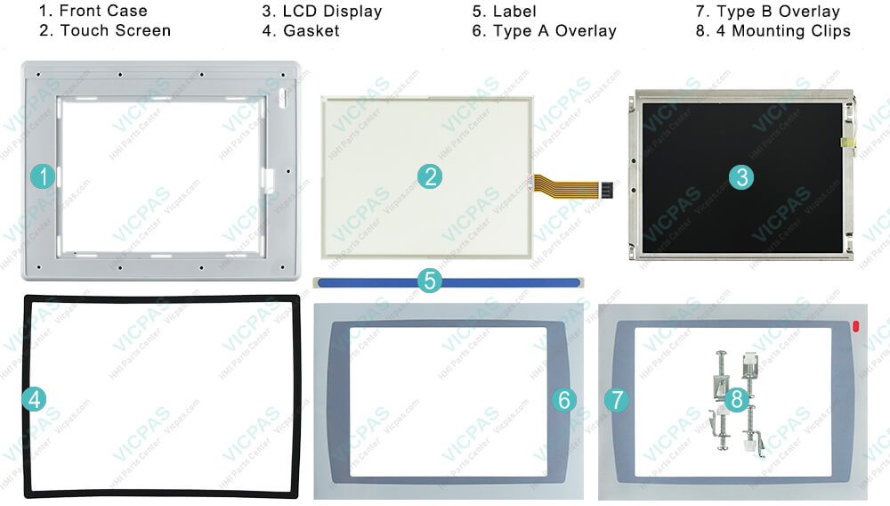 2711P-T12C4B2 Panelview Plus 1250 Touch Screen Panel, Label, LCD Display Screen, Plastic Cover, Gasket, Mounting Clips and Protective Film Repair Replacement