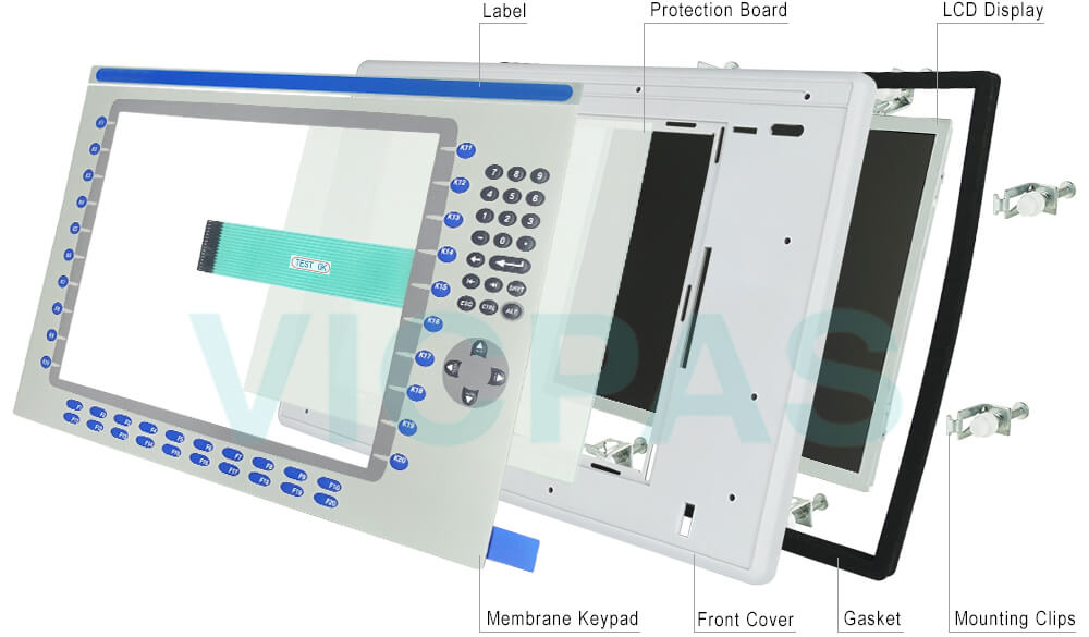 2711P-K15C15A7 Panelview Plus 1500 Terminals Membrane KeypadProtection Board, Label, LCD Display, Enclosure, Gasket and Mounting Clips Repair Replacement