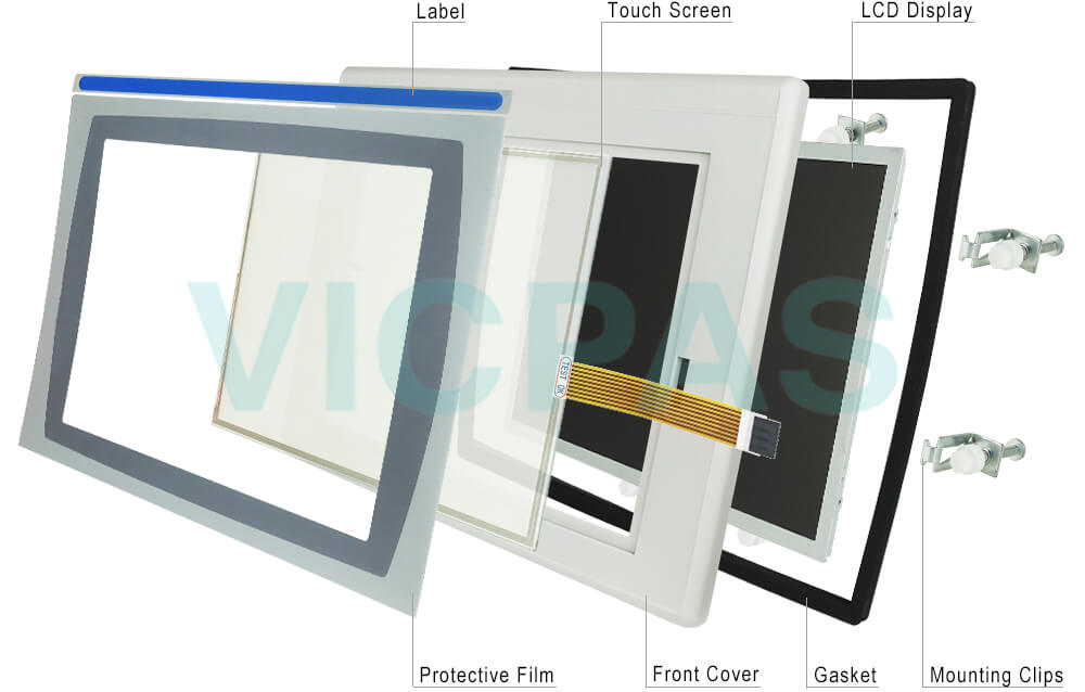 2711P-T15C1D2 Panelview Plus 1500 Protective Films Overlay, HMI Touch Glass, Label, LCD Display Panel, Plastic Case Body, Gasket and Mounting Clips Replacement