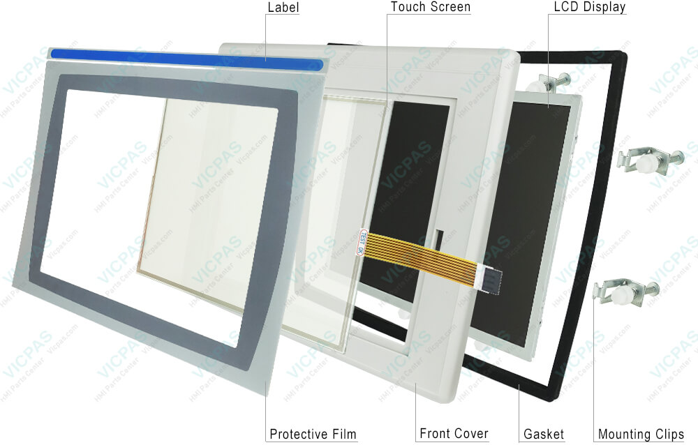 2711P-T15C6A1 Panelview Plus 1500 Touch Screen Panel, Protective Films Overlay, Label, LCD Display, Enclosure, Gasket and Mounting Clips Repair Replacement