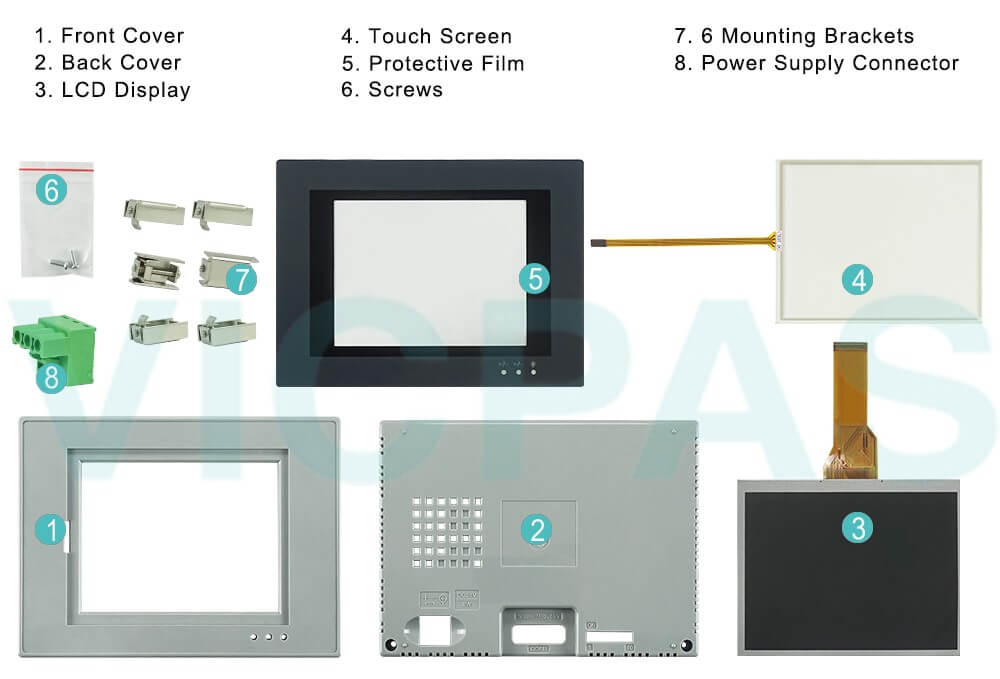 Beijer PWS5610S-S Operator Panel Front Overlay Touch screen LCD Display Panel Plastic Enclosure Mounting Brackets Power Supply Connector Repair Replacement