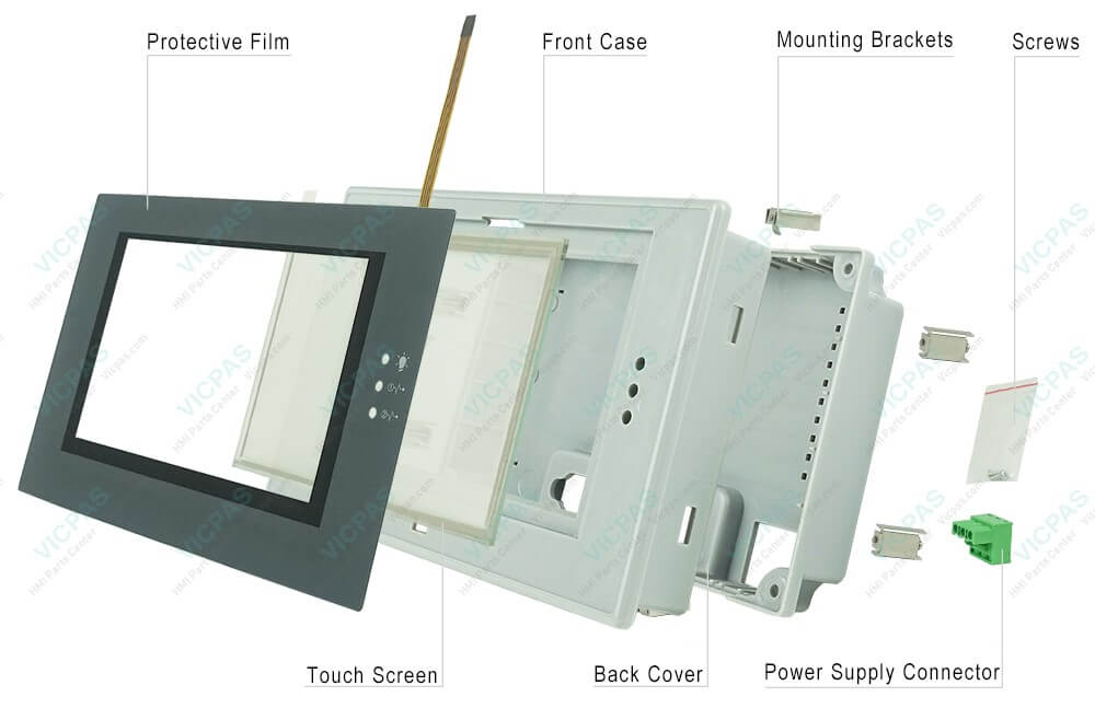 Beijer PWS6500S-SB Operator Panel Front Overlay Touch screen LCD Display Screen HMI Case Mounting Brackets Power Supply Connector  Repair Replacement