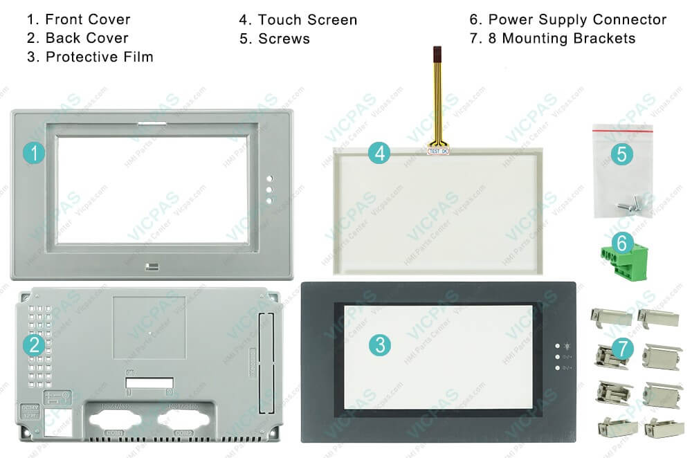 Beijer PWS6560S-S Operator Panel Front Overlay Touch screen LCD Display Screen HMI Case Mounting Brackets Power Supply Connector  Repair Replacement