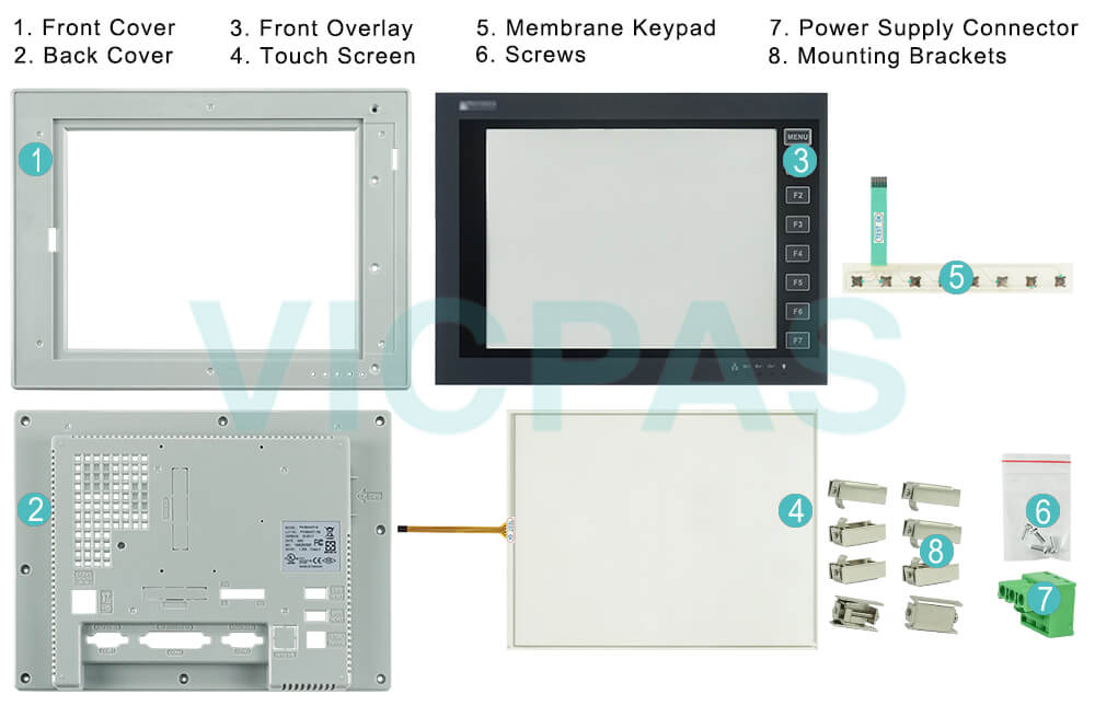 Beijer PWS6A00T-P Operator Panel Touch screen Membrane Keypad Switch Overlay Plastic Shell Power Supply Connector Mounting Brackets Repair Replacement