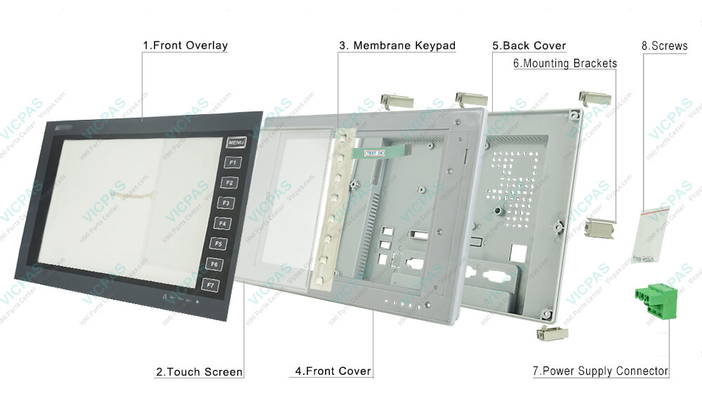 Beijer PWS6A00T-PE Operator Panel Touch screen Membrane Keypad Switch Overlay Plastic Shell Power Supply Connector Mounting Brackets Repair Replacement