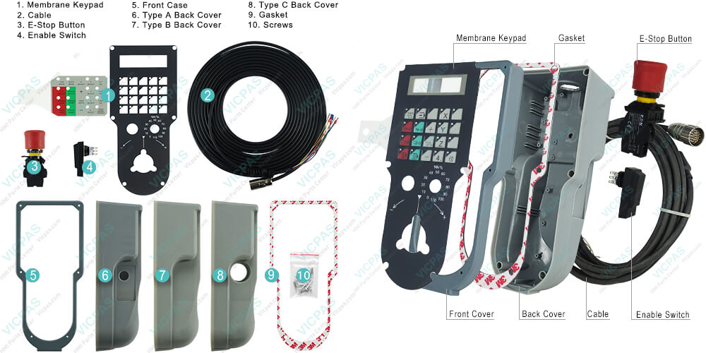 6FX2007-1AC03 Siemens SINUMERIK HMI Mini HHU OPERATOR PANEL Membrane Switch, Emergency Stop Switch, Enable Switch, Plastic Cases, Gasket, Screws and Cables Repair Replacement