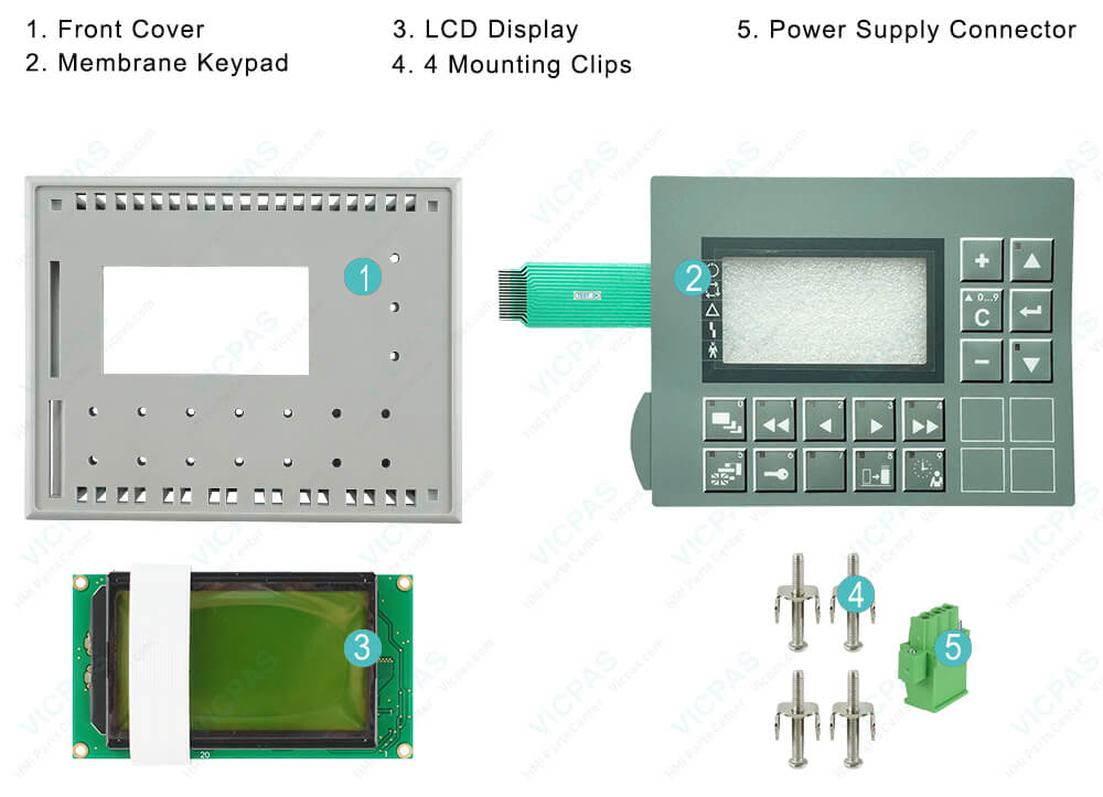 Power Panel 35 4PP035.0300-K08 Front Cover Keyboard Membrane LCD Display Screen Mounting Clips Power Supply Connector