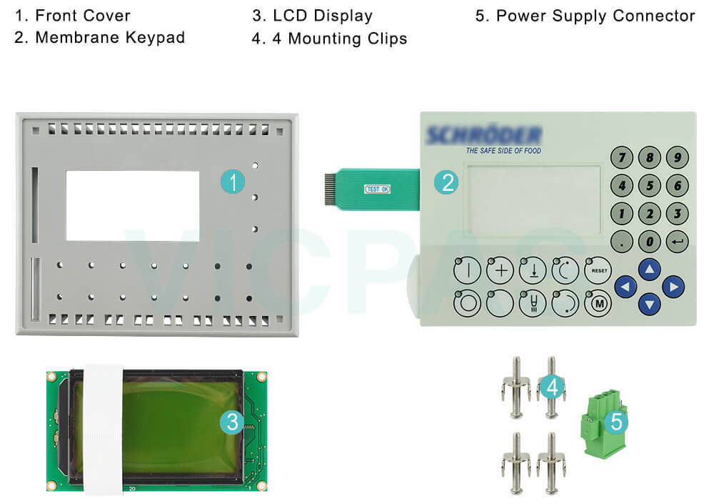 B&R PANELWARE 4PW035.E300-K09 HMI Case Membrane Keypad Switch LCD Screen Mounting Clips Power Supply Connector