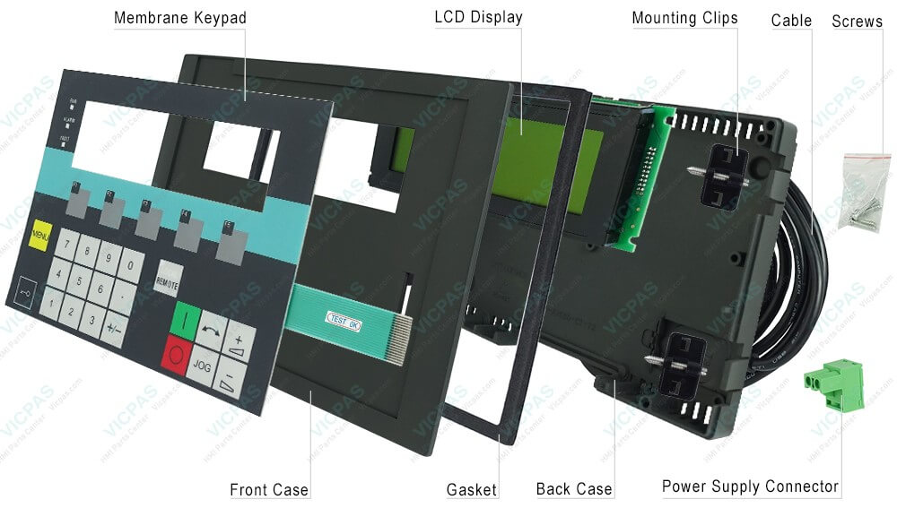6SL3055-0AA00-4CR0 Plastic Shell, Operator Panel Keypad, LCD Display, Cable, Gasket, 4 Mounting Clips, Power Supply Connector, 4 Screws Replacement
