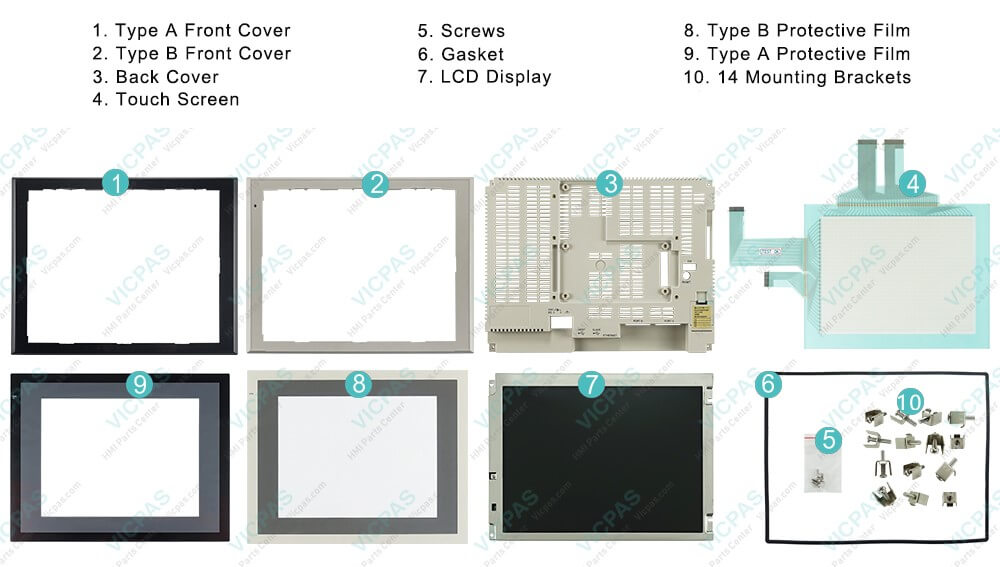 Omron NS10 series HMI NS10-TV01B-V2 Touch Panel, Protective Film, Plastic Housing, Gasket, Screws, Mounting Clips and Display Repair Kit Omron NS10 series HMI NS10-TV01B-V2 Touch Panel, Protective Film, Plastic Housing, Gasket, Screws, Mounting Clips and Display Repair Kit