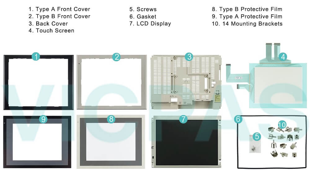 Omron NS10 series HMI NS10-TV00B-ECV2 Touch Panel, Protective Film, Plastic Shell, Mounting Clips, Screws, Power Supply Connector, Gasket and Display Repair Kit Omron NS10 series HMI NS10-TV00B-ECV2 Touch Panel, Protective Film, Plastic Shell, Mounting Clips, Screws, Power Supply Connector, Gasket and Display Repair Kit