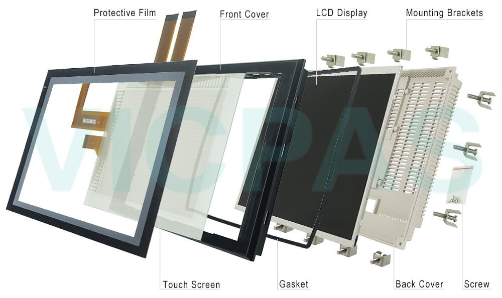 Omron NS12 series HMI NS12-ATT01 Touch Panel, Protective Cover, Plastic Case, Mounting Clips, Screws, Gasket and Display Repair Kit Omron NS12 series HMI NS12-ATT01 Touch Panel, Protective Cover, Plastic Case, Mounting Clips, Screws, Gasket and Display Repair Kit