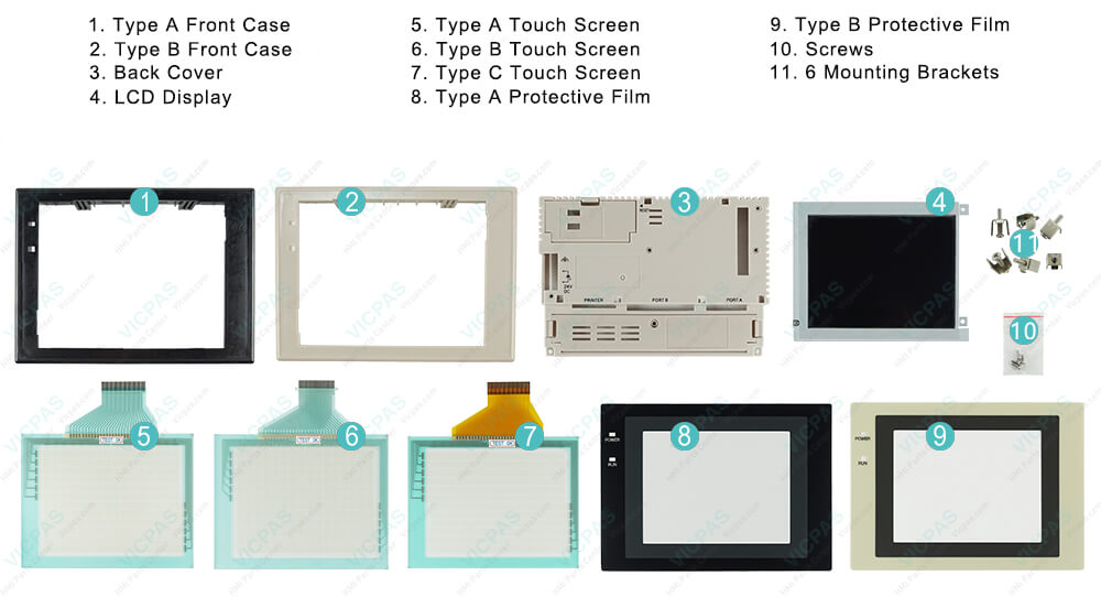 Omron NT31 series HMI NT31-ST121-EKV1 Touch Panel, Protective Film, Plastic Case, Mounting Clips, Screws and Display Repair Kit. Omron NT31 series HMI NT31-ST121-EKV1 Touch Panel, Protective Film, Plastic Case, Mounting Clips, Screws and Display Repair Kit.