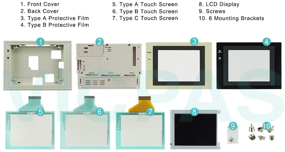 Omron NT31 series HMI NT31-ST123-EV3-QR Touch Panel, Protective Film, Plastic Shell, Mounting Clips, Screws and Display Repair Kit. Omron NT31 series HMI NT31-ST123-EV3-QR Touch Panel, Protective Film, Plastic Shell, Mounting Clips, Screws and Display Repair Kit.