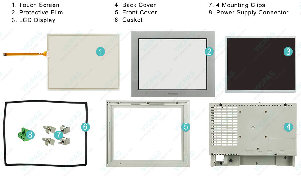 Proface GP4000 GP-4501T PFXGP4501TAAC PFXGP4501TAD Front Overlay, Touch Screen, Plastic Housing, LCD Display, Gasket, Power Supply Connector, Mounting Clips Repair Replacement Proface GP4000 GP-4501T PFXGP4501TAAC PFXGP4501TAD Front Overlay, Touch Screen, Plastic Housing, LCD Display, Gasket, Power Supply Connector, Mounting Clips Repair Replacement