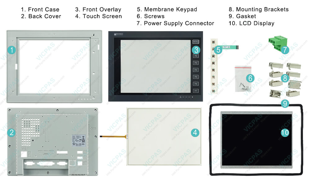Beijer PWS6A00T-ND Operator Panel Front Overlay Membrane Keyboard Keypad Touch screen Plastic Shell Power Supply Connector Mounting Brackets LCD Display Gasket Repair Replacement Beijer PWS6A00T-ND Operator Panel Front Overlay Membrane Keyboard Keypad Touch screen Plastic Shell Power Supply Connector Mounting Brackets LCD Display Gasket Repair Replacement