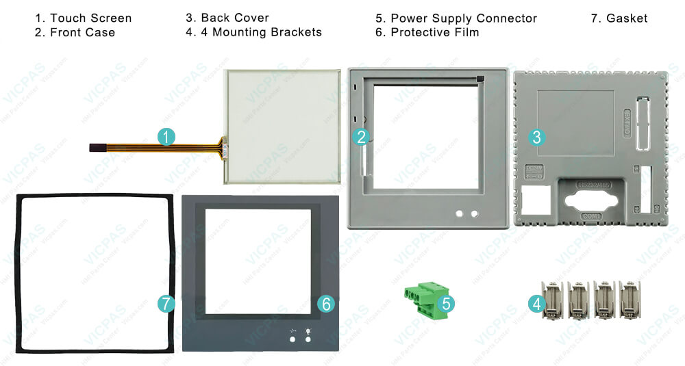 Beijer PWS6400F-P Operator Panel Touch screen Overlay LCD Display Panel Housing Power Supply Connector Mounting Brackets Gasket Repair Replacement