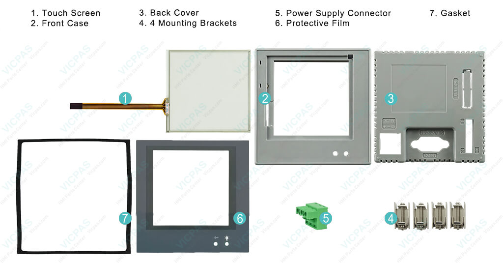 Beijer PWS6400F-S Operator Panel Front Overlay Touch screen LCD Screen Plastic Shell Mounting Brackets Power Supply Connector Gasket Replacement