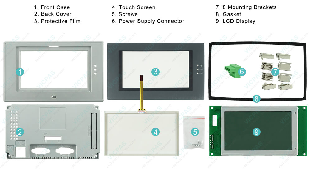 Beijer PWS6560S-S Operator Panel Front Overlay Touch screen LCD Display Screen HMI Case Mounting Brackets Power Supply Connector Gasket Repair Replacement Beijer PWS6560S-S Operator Panel Front Overlay Touch screen LCD Display Screen HMI Case Mounting Brackets Power Supply Connector Gasket Repair Replacement