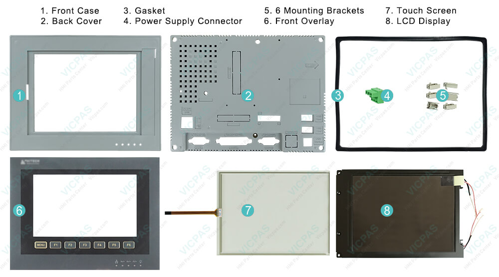 Beijer PWS6710T-P Operator Panel Front Overlay, Touch screen, Enclosure, LCD Display, Gasket, Mounting Clips, Power Supply Connector Repair Replacement Beijer PWS6710T-P Operator Panel Front Overlay, Touch screen, Enclosure, LCD Display, Gasket, Mounting Clips, Power Supply Connector Repair Replacement