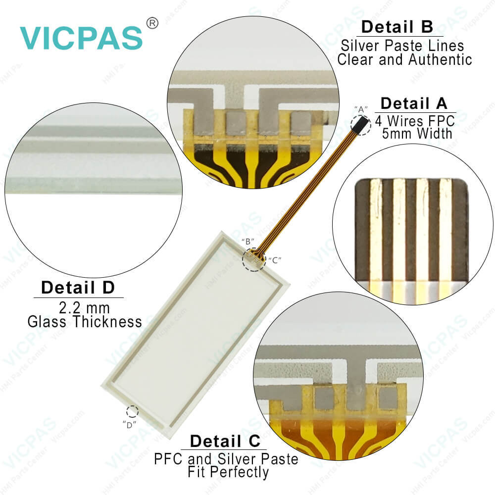NT3S-ST123B-E Front Overlay HMI Touch Glass Replacement