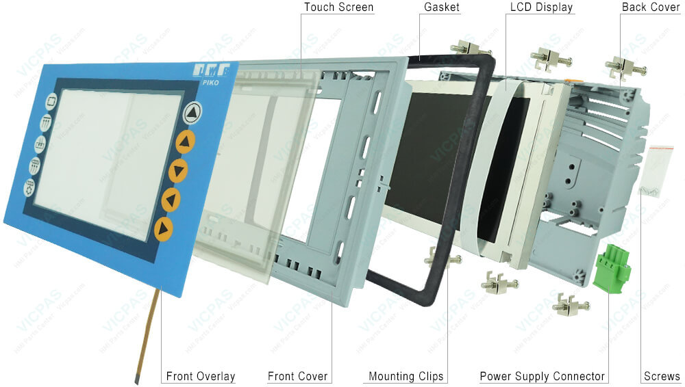 Power Panel PP45 4PP045.0571-K01 Protective Film, Touch Screen Panel, HMI Case, Gasket, LCD Display, Interface Module Cover, Mounting Clips, Battery Cover, Extension Cable, Screws and Power Supply Connector Replacement