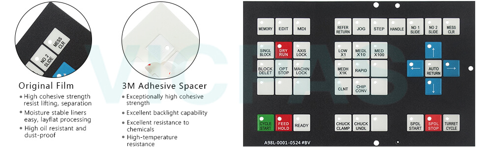 GE Fanuc A98L-0001-0524#BV A98L-0001-0524 #BV Keypad Membrane Switch Repair Replacement